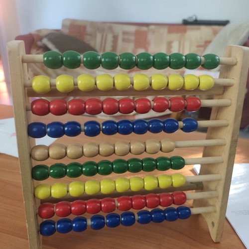 Wooden abacus with 10 colorful rows, educational toy
