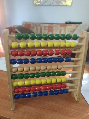 Wooden abacus with 10 colorful rows, educational toy