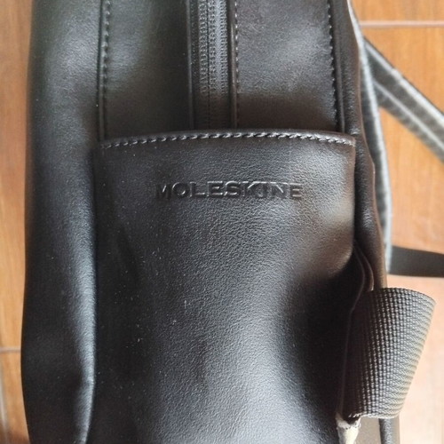 Moleskine leather laptop backpack used, black
