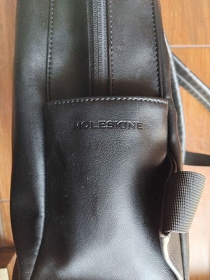 Moleskine leather laptop backpack used, black