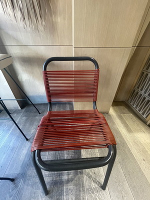 Καρέκλες bistro σαν καινούργιες, σετ 12, μεταλλικός σκελετός με συνθετικό κορδόνι