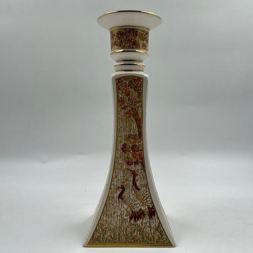 Vintage Porcelain Candlestick with 24K Gold Asian Decoration used
