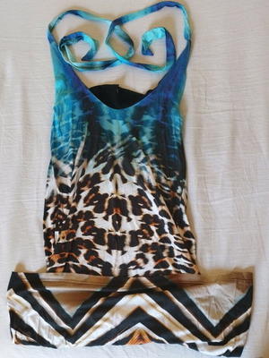 Dress multicolored like new, open back, sizes S to L