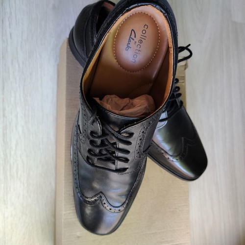 Clarks Brogue Oxford Leather Shoes Size 45 Like New Black