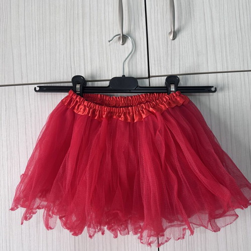 Red children's tutu skirt with tulle, age 4-5