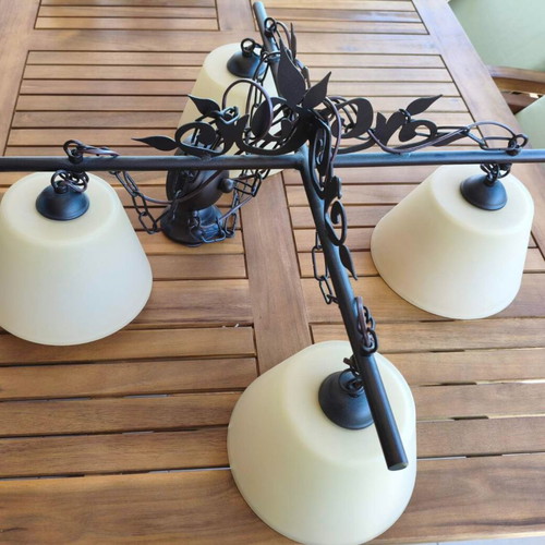 Set of 3 brass pendant ceiling lights like new