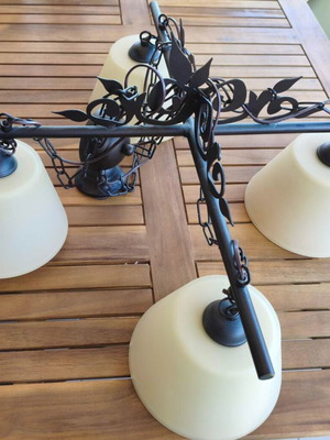 Set of 3 brass pendant ceiling lights like new