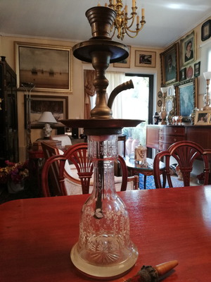 Ναργιλές του 1900 γνήσιος αντίκα με baccarat κρύσταλο από Κωνσταντινούπολη