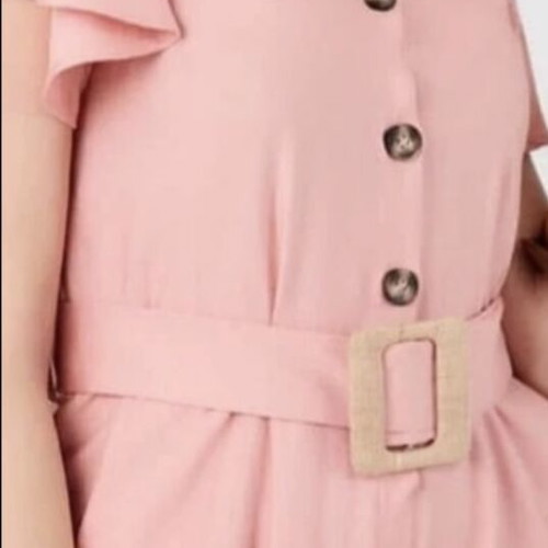 Women's one-piece jumpsuit new, salmon color with wooden buttons, size M
