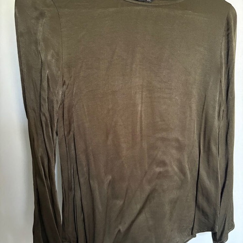 Zara satin blouse size XS long sleeve dark olive like new