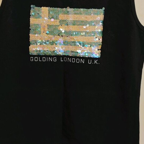 Greek Flag Sleeveless Blouse with Sequins like new, cotton