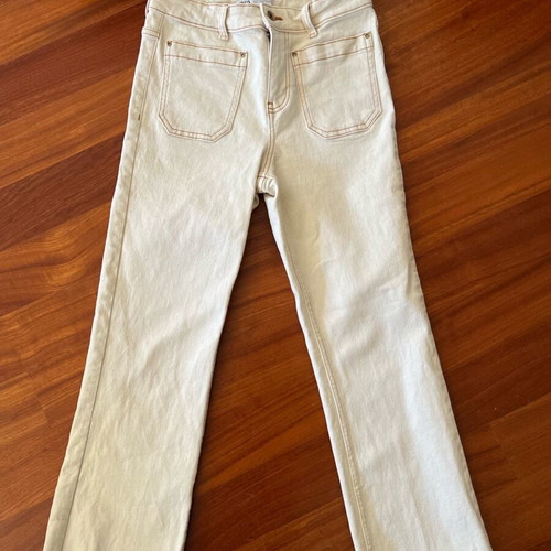Zara women's jeans with stitching like new, size 36, beige
