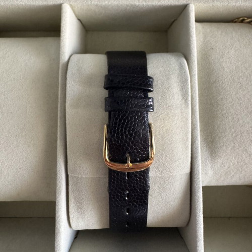 Orient VX Quartz watch, vintage gold rectangular case, brown leather strap