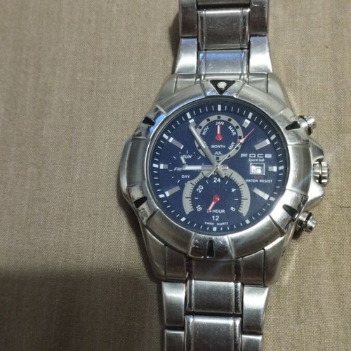 Fose stainless steel wristwatch used, Swiss quartz, date, 5ATM
