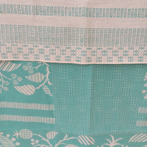 Woven bedspread 1.35 x 1.95m, turquoise floral design
