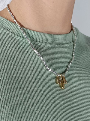 925 Silver Necklace unworn with gold-plated teardrops