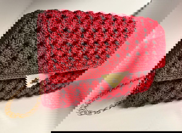 Χειροποίητη πλεκτή Τσάντα Crochet, Κόκκινη