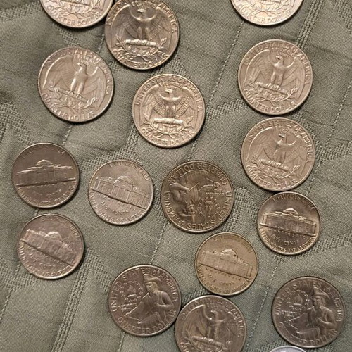 Old American dollars like new with Greek coin