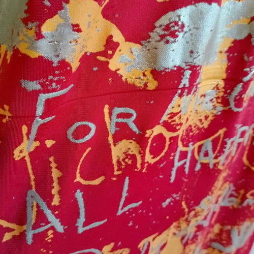 Andy Warhol red dress like new with orange and silver designs