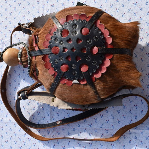 Traditional Hungarian water bottle handmade with leather strap mint condition