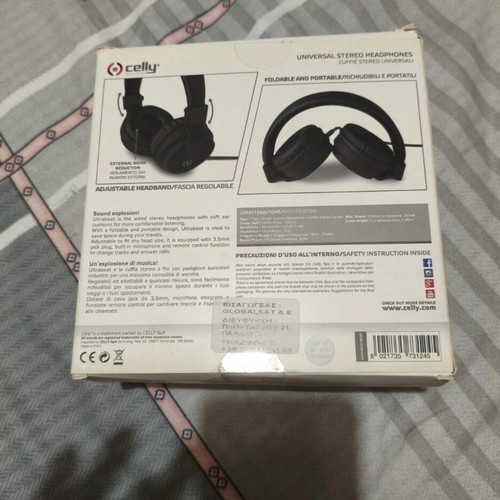 Celly Universal Stereo Headphones new wired with jack to type-c adapter