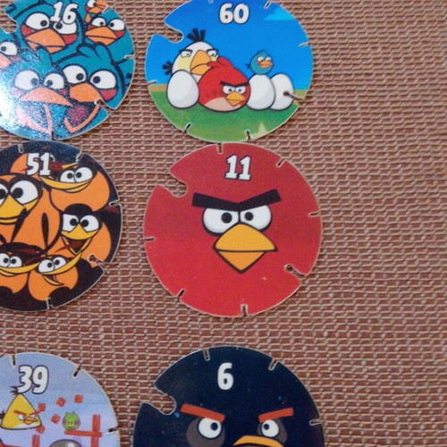 Angry Birds collectible caps used, various numbers