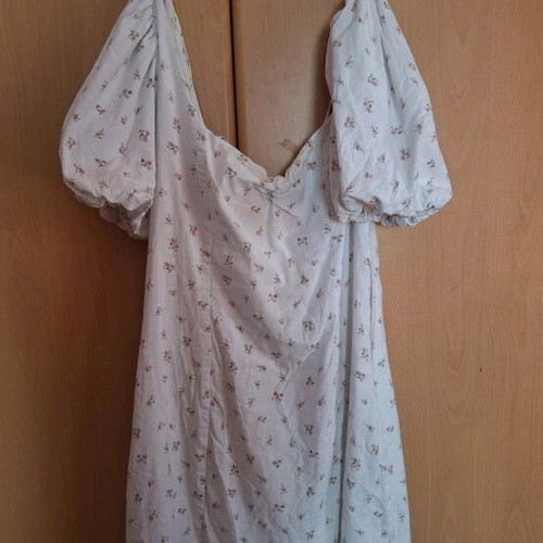 Sundress summer short, new, white with flowers