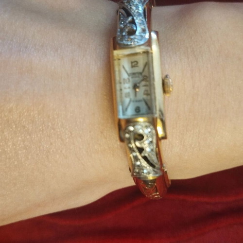 Miramare Geneve gold antique watch 1955 like new with diamonds