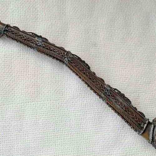 Oriental pipe used handmade with metal embossed details 48 cm