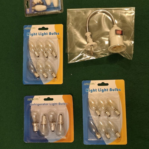 Electrical Lighting Set with Socket Holder, Refrigerator and Night Light Bulbs, Aosaipu