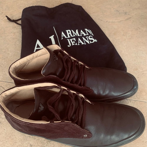 Armani Jeans leather and suede ankle boots, brown, size 46