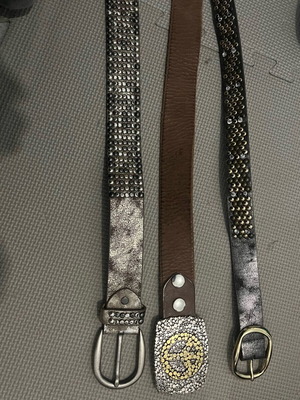 Leather belts like new, set of three, beige and brown