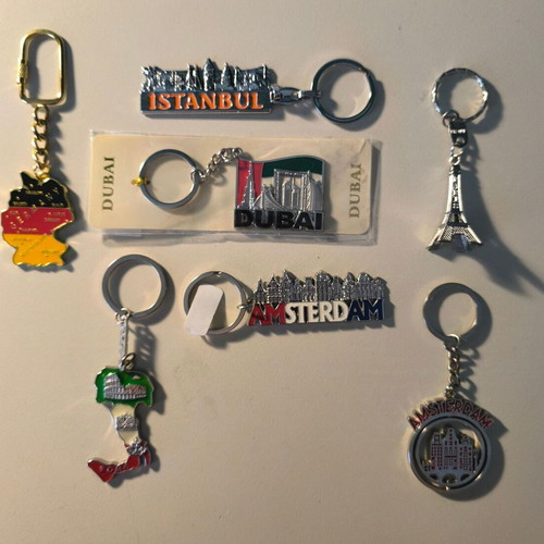 Keychains from abroad new, set of 7 pieces
