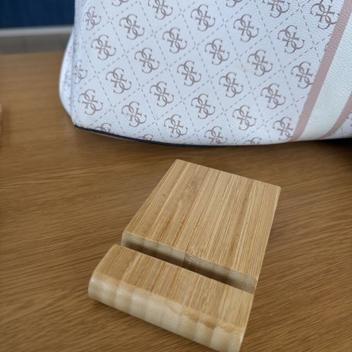 Wooden phone stand with 2 slots like new