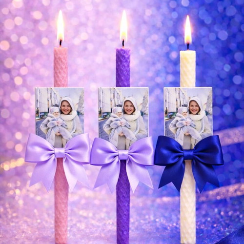 Candles with personalized magnet new, made of natural beeswax