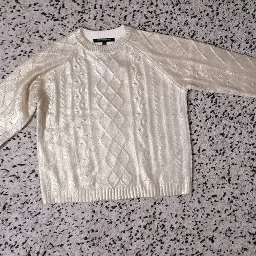 French Connection foil print jumper new, white with gold
