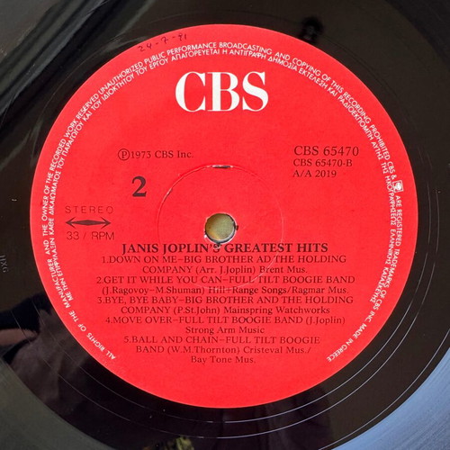 Janis Joplin's Greatest Hits LP used, rock