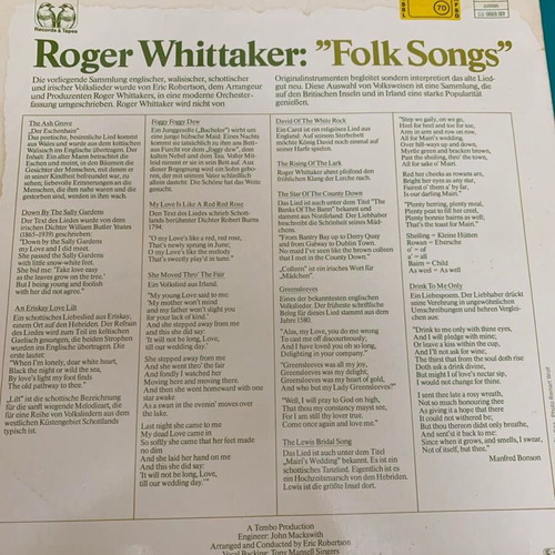 Roger Whittaker Folk Songs LP like new