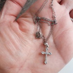 Silver cross used with chain