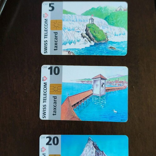 Swiss phone cards used, pack of 3