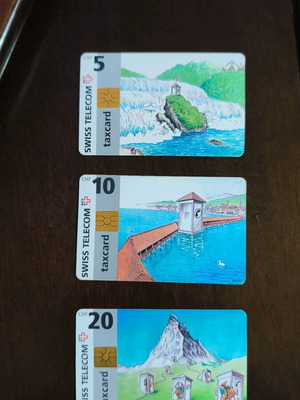 Swiss phone cards used, pack of 3