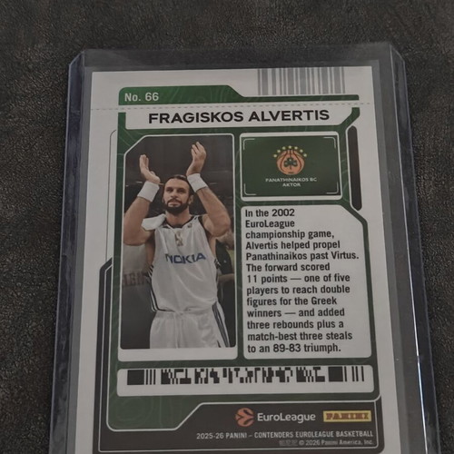 Fragiskos Alvertis Round 2 Ticket Panini Contenders EuroLeague 2025-26 like new