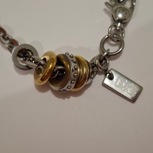 Dolce & Gabbana D&G necklace with silver and gold-tone rings and chain new