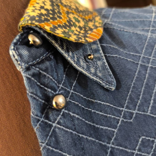 Miss Sixty Denim Patchwork Shirt Dress like new, multicolor