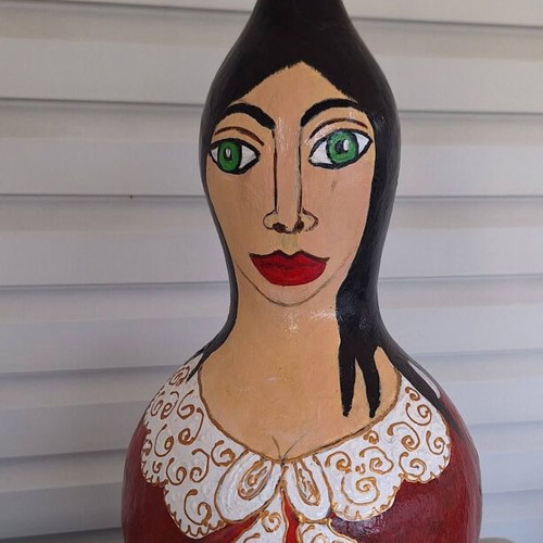 Handmade decorative gourd "Penelope" with folkloric style