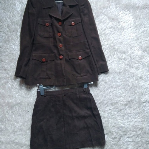 Suede safari jacket and mini skirt set MADLEN like new, brown, size 3/L