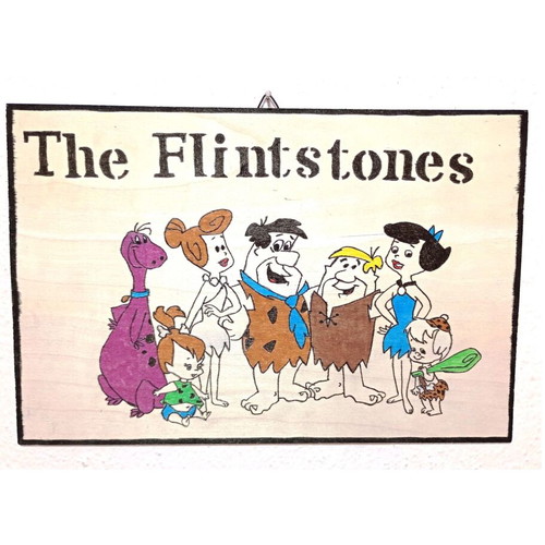 Handmade wooden frame The Flintstones 20x30cm new