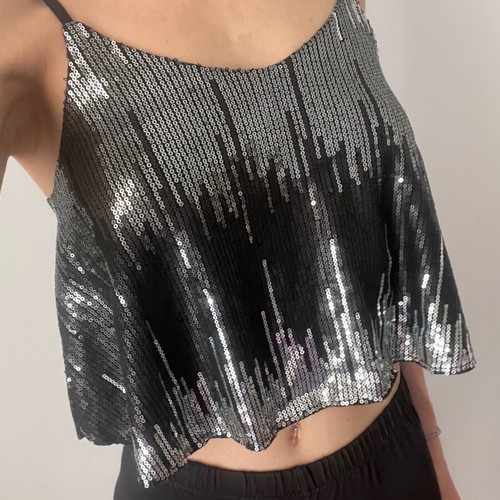 Sequin top like new, XS to Small, black and silver