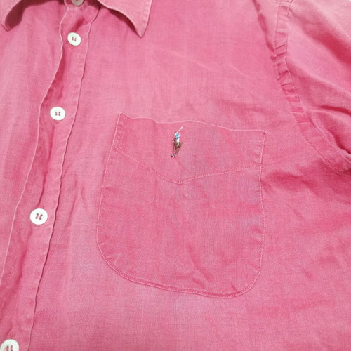 Linen shirt used, vintage red-pink, medium-large fit