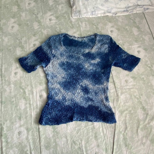90s vintage blue short-sleeve top like new